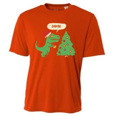 Trex Christmas Tree Damn Funny Dinosaur Gift Cooling Performance Crew T-Shirt