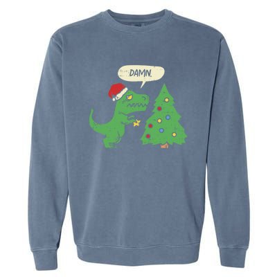 Trex Christmas Tree Damn Funny Dinosaur Gift Garment-Dyed Sweatshirt