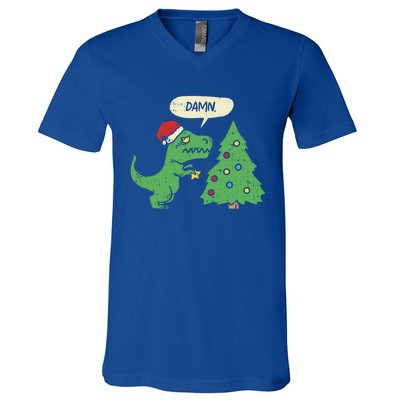 Trex Christmas Tree Damn Funny Dinosaur Gift V-Neck T-Shirt