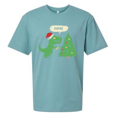 Trex Christmas Tree Damn Funny Dinosaur Gift Sueded Cloud Jersey T-Shirt