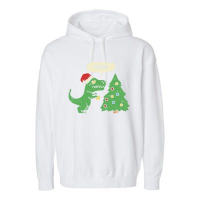 Trex Christmas Tree Damn Funny Dinosaur Gift Garment-Dyed Fleece Hoodie