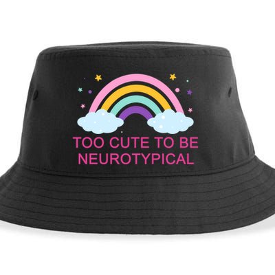 Too Cute To Be Neurotypical Rainbow Sustainable Bucket Hat