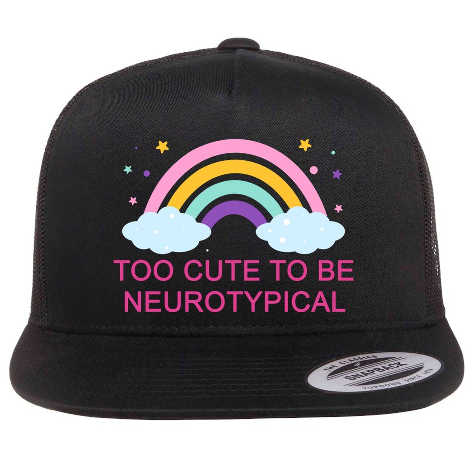 Too Cute To Be Neurotypical Rainbow Flat Bill Trucker Hat