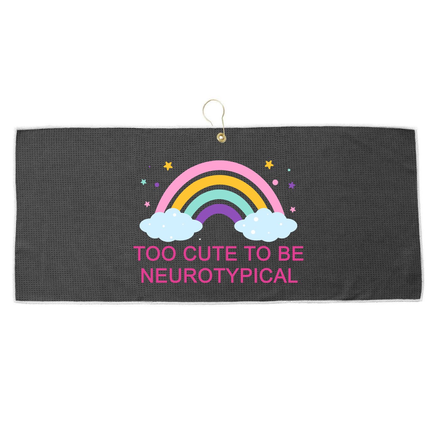 Too Cute To Be Neurotypical Rainbow Large Microfiber Waffle Golf Towel