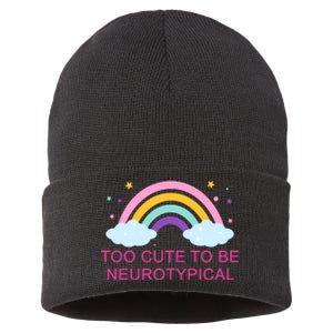 Too Cute To Be Neurotypical Rainbow Sustainable Knit Beanie