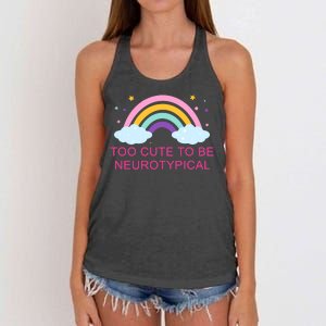 Too Cute To Be Neurotypical Rainbow Women's Knotted Racerback Tank