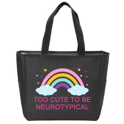 Too Cute To Be Neurotypical Rainbow Zip Tote Bag