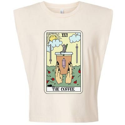 The Coffee Tarot Card Coffee Lover Caffeinated Witchy Hand Garment-Dyed Women's Muscle Tee