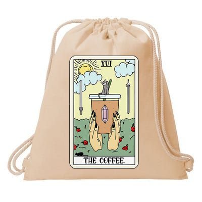 The Coffee Tarot Card Coffee Lover Caffeinated Witchy Hand Drawstring Bag
