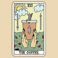 The Coffee Tarot Card Coffee Lover Caffeinated Witchy Hand Drawstring Bag
