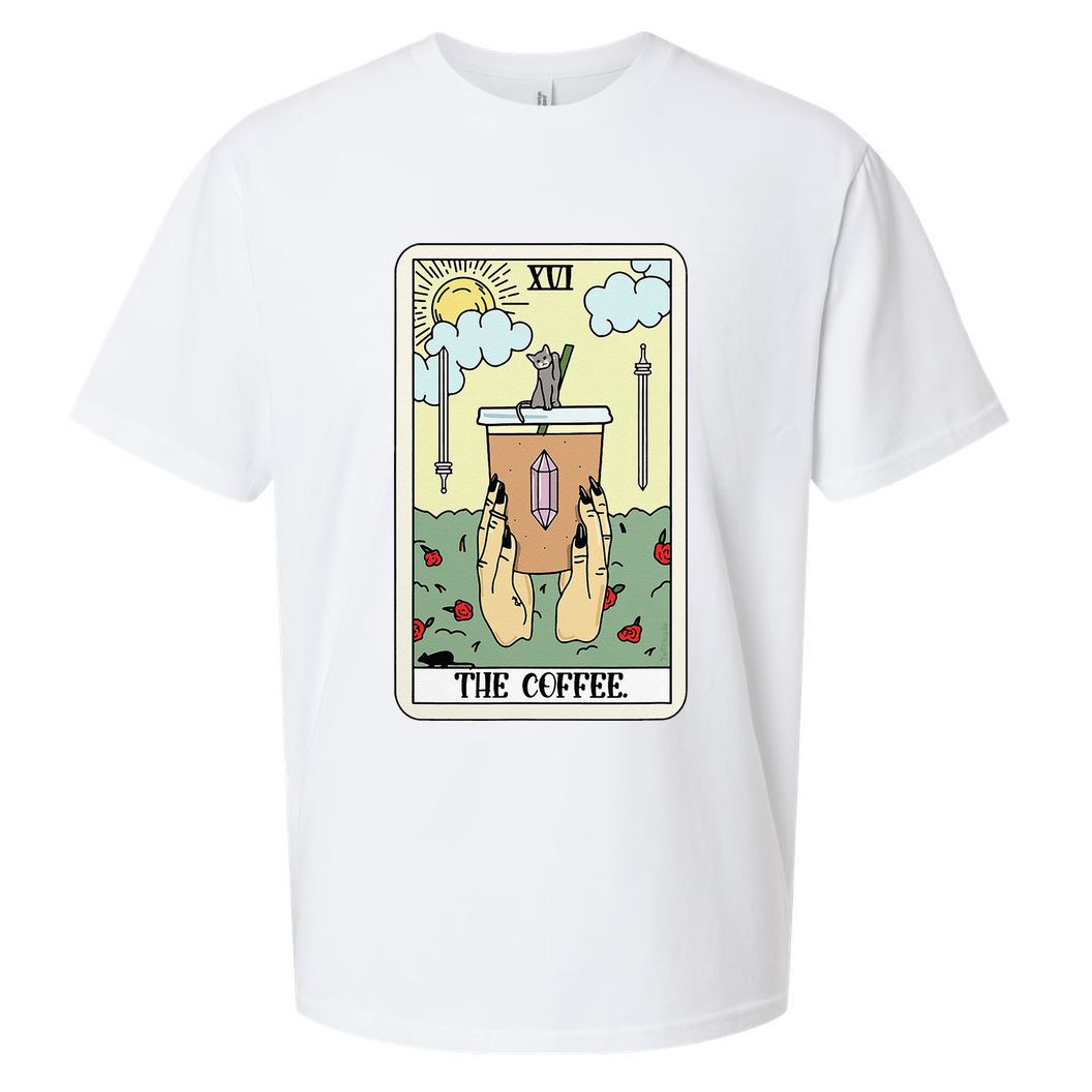 The Coffee Tarot Card Coffee Lover Caffeinated Witchy Hand Sueded Cloud Jersey T-Shirt