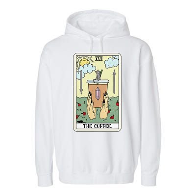 The Coffee Tarot Card Coffee Lover Caffeinated Witchy Hand Garment-Dyed Fleece Hoodie