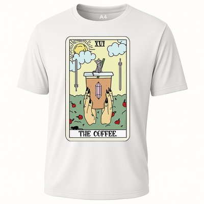 The Coffee Tarot Card Coffee Lover Caffeinated Witchy Hand Performance Shirt