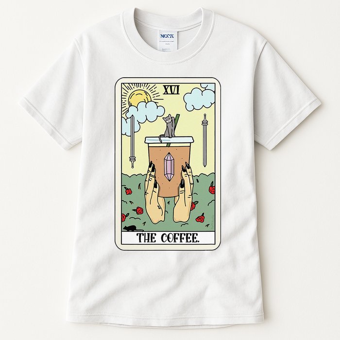 The Coffee Tarot Card Coffee Lover Caffeinated Witchy Hand Tall T-Shirt