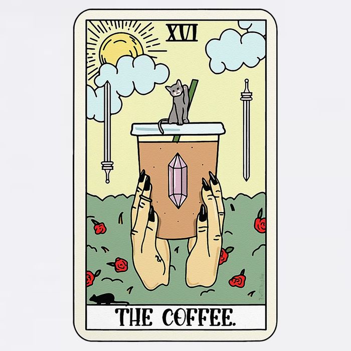 The Coffee Tarot Card Coffee Lover Caffeinated Witchy Hand Tall T-Shirt