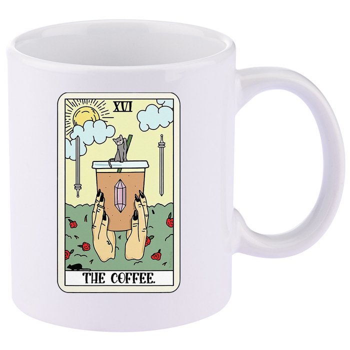 The Coffee Tarot Card Coffee Lover Caffeinated Witchy Hand 11oz C Handle Ceramic Mug