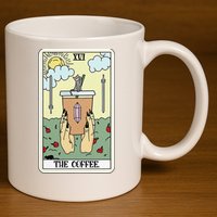 The Coffee Tarot Card Coffee Lover Caffeinated Witchy Hand 11oz C Handle Ceramic Mug