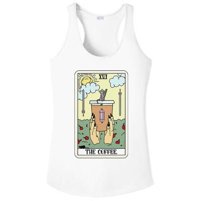 The Coffee Tarot Card Coffee Lover Caffeinated Witchy Hand Ladies PosiCharge Competitor Racerback Tank