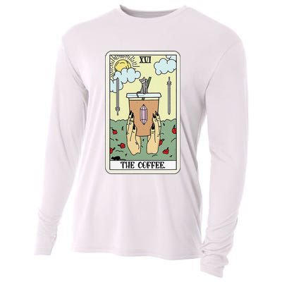 The Coffee Tarot Card Coffee Lover Caffeinated Witchy Hand Cooling Performance Long Sleeve Crew