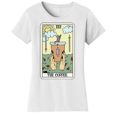 The Coffee Tarot Card Coffee Lover Caffeinated Witchy Hand Women's T-Shirt