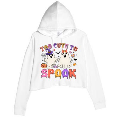 Too Cute To Spook Halloween Crop Fleece Hoodie