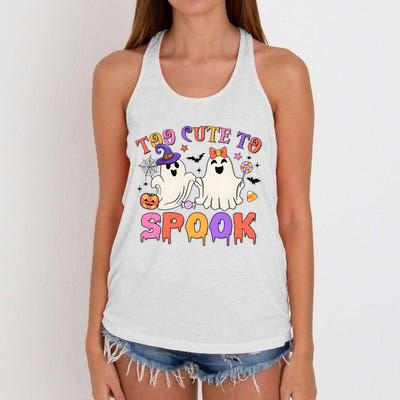 Too Cute To Spook Halloween Women's Knotted Racerback Tank