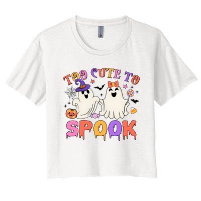 Too Cute To Spook Halloween Women's Crop Top Tee