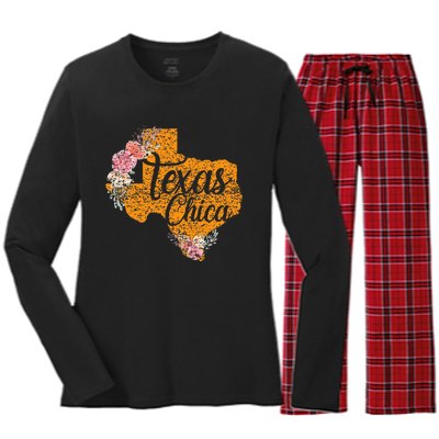 Texas Chica Texan Texas Map Texas Chica Women's Long Sleeve Flannel Pajama Set 