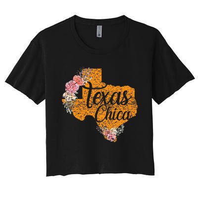 Texas Chica Texan Texas Map Texas Chica Women's Crop Top Tee