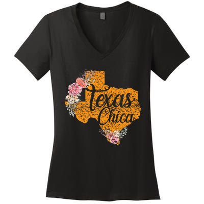 Texas Chica Texan Texas Map Texas Chica Women's V-Neck T-Shirt