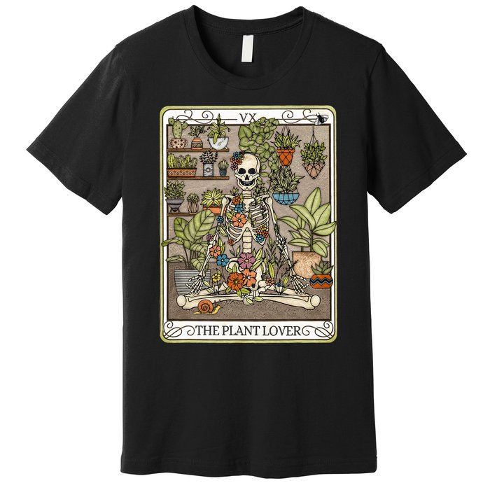 Tarot Card The Plant Lover Skeleton Spooky Premium T-Shirt