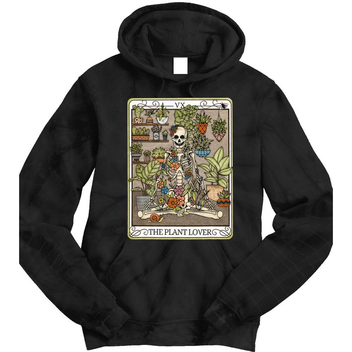 Tarot Card The Plant Lover Skeleton Spooky Tie Dye Hoodie