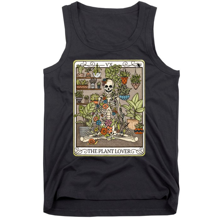 Tarot Card The Plant Lover Skeleton Spooky Tank Top