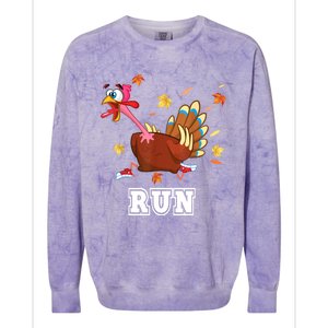 Thanksgiving Costume Turkey Run Running Turkey Trot Colorblast Crewneck Sweatshirt