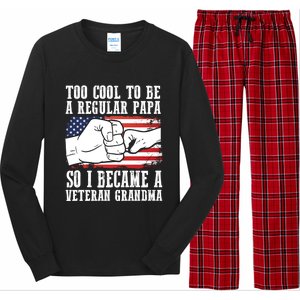 Too Cool To Be A Regular Papa So I Veteran Grandma Father Gift Long Sleeve Pajama Set