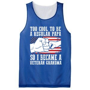 Too Cool To Be A Regular Papa So I Veteran Grandma Father Gift Mesh Reversible Basketball Jersey Tank