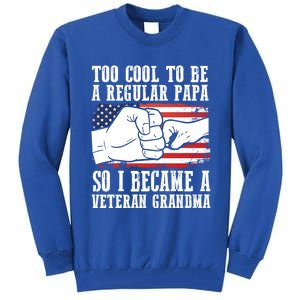 Too Cool To Be A Regular Papa So I Veteran Grandma Father Gift Tall Sweatshirt