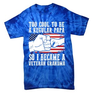 Too Cool To Be A Regular Papa So I Veteran Grandma Father Gift Tie-Dye T-Shirt