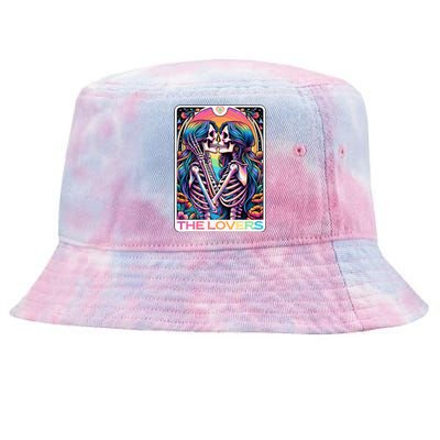 Tarot Card The Lovers Rainbow Kissing Lesbian Skeletons Tie-Dyed Bucket Hat