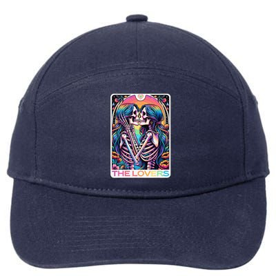 Tarot Card The Lovers Rainbow Kissing Lesbian Skeletons 7-Panel Snapback Hat