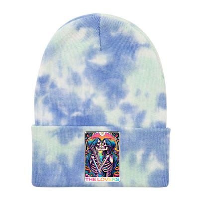 Tarot Card The Lovers Rainbow Kissing Lesbian Skeletons Tie Dye 12in Knit Beanie