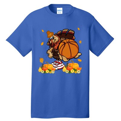 Thanksgiving Cool Turkey Playing Basketball Player Lover Gift Tall T-Shirt