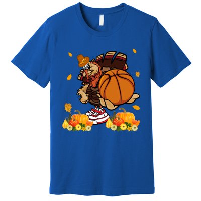 Thanksgiving Cool Turkey Playing Basketball Player Lover Gift Premium T-Shirt