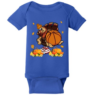 Thanksgiving Cool Turkey Playing Basketball Player Lover Gift Baby Bodysuit