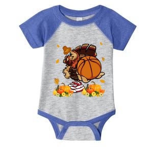 Thanksgiving Cool Turkey Playing Basketball Player Lover Gift Infant Baby Jersey Bodysuit