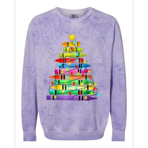 Teacher Christmas Tree Lights Student School Xmas Colorblast Crewneck Sweatshirt