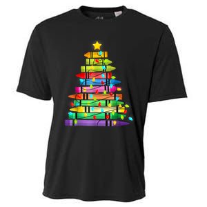 Teacher Christmas Tree Lights Student School Xmas Cooling Performance Crew T-Shirt