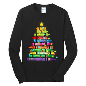 Teacher Christmas Tree Lights Student School Xmas Tall Long Sleeve T-Shirt