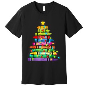 Teacher Christmas Tree Lights Student School Xmas Premium T-Shirt