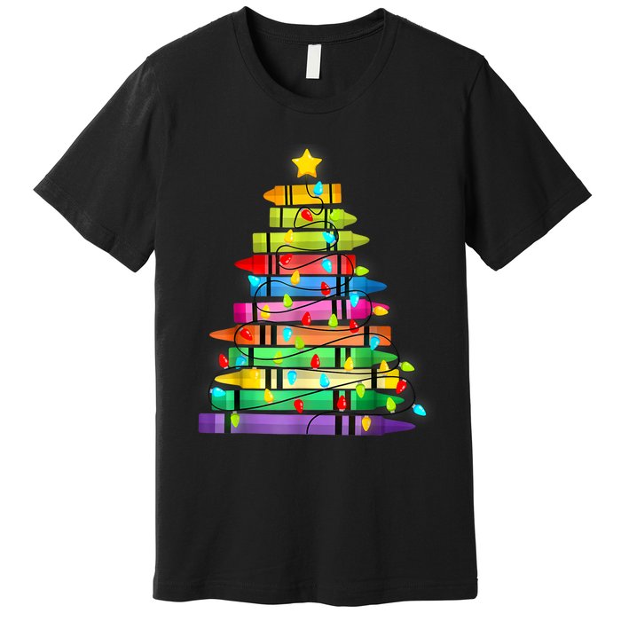 Teacher Christmas Tree Lights Student School Xmas Premium T-Shirt